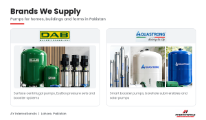DAB and Aquastrong pumps supplied by AY Internationals in Pakistan